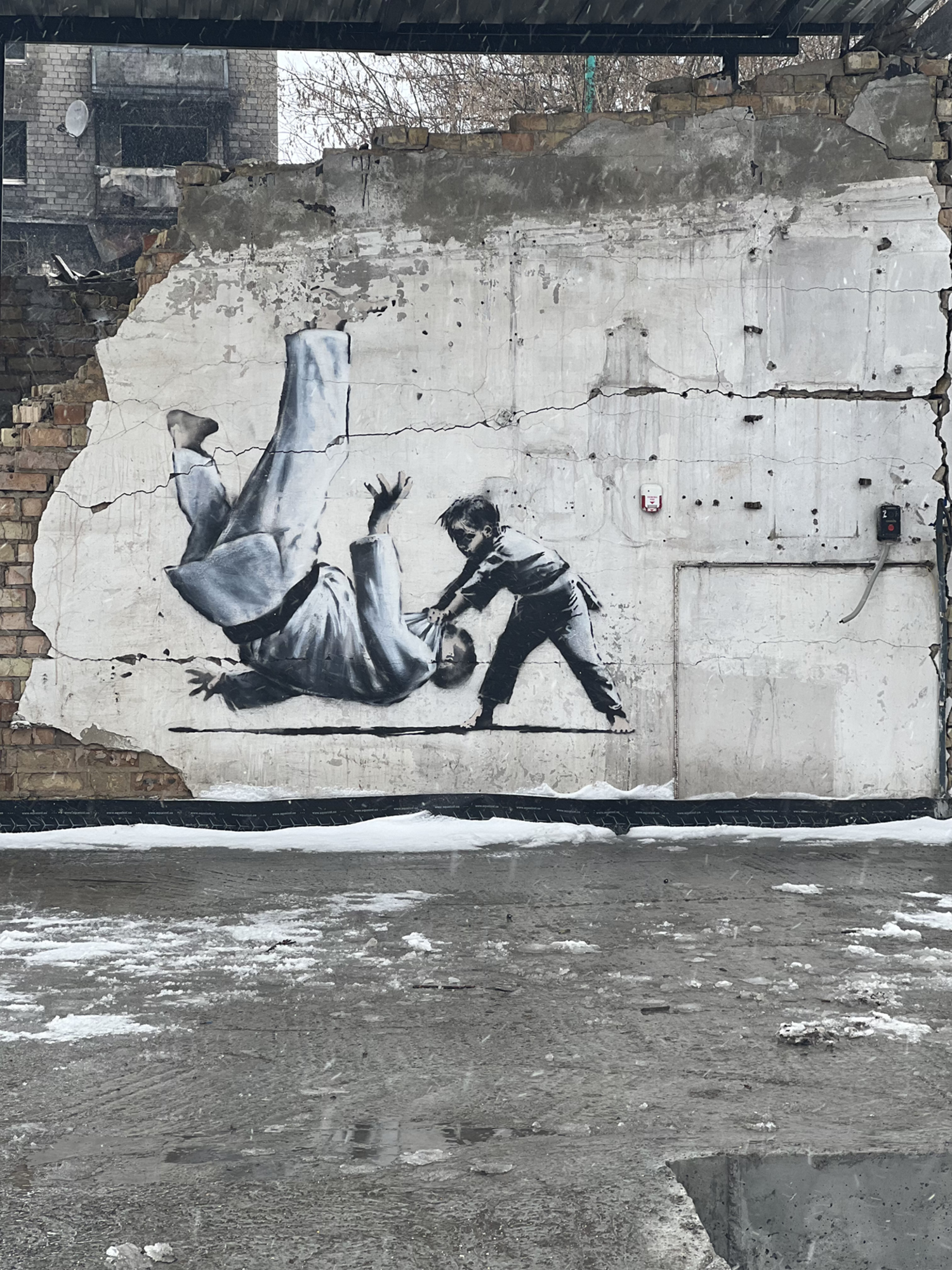 Medium mural in borodyanka  ukraine by banksy